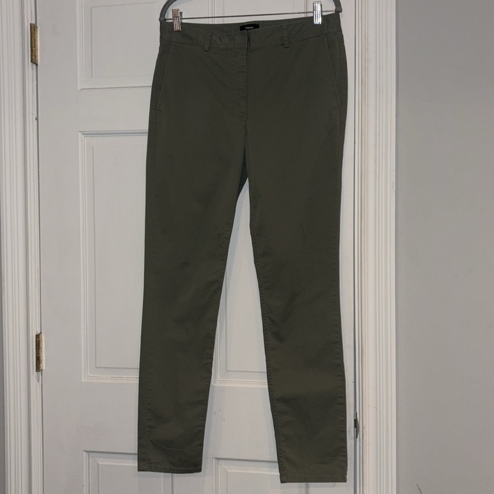 Theory Boyfriend Casual Twill Pant Size 6 Faded Army Green - Picture 4 of 15